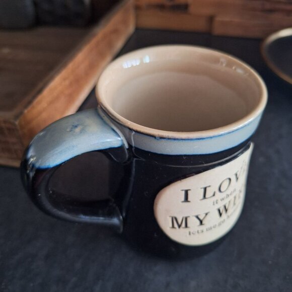 Love Wife Fishing Mug Coffee Cup Tea Blue Fathers Day Gift Birthday Dad Husband - Picture 2 of 9